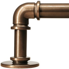 WORLD RODS Industrial Curtain Rods 18 to 45 in,Blackout Curtain Rod,Adjustable Length,1 in Diameter Pipe,Wall or Ceiling Mounted,for Bedroom and Living Room (Coffee Gold 18” to 45”)