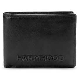 FARMHOOD Memphis Men's Leather Wallet, 12.5 cm Large Wallet with 4 Card Slots, Wallet with Coin Compartment and RFID Protection, black, Classic