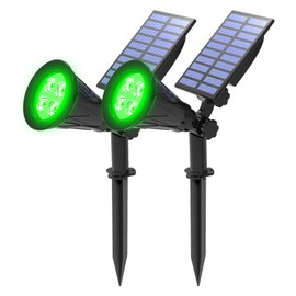 T-SUNUS Green Solar Lights Outdoor Christmas, IP65 Waterproof Garden Spotlights Auto On/Off Security Landscape Spotlight Spot Light for St. Patrick's Day Halloween Tree Patio Yard Driveway Pond 2 Pack