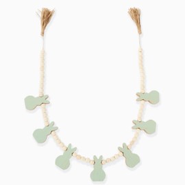 eBoutik - Cute Farmhouse Wooden Easter Bunny Garland Decorative Bunting with Beads - Spring Home Decor for Mantle, Table or Stairs (Blue, 2M)