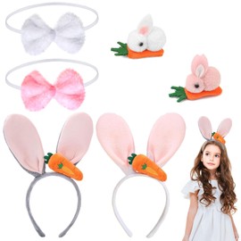 Adorable Bunny Costume Set for Little and Large - Headband with Rabbit Ears and Carrot Clips - Perfect for Spring Parties, Fancy Dress and Rabbit Theme Parties