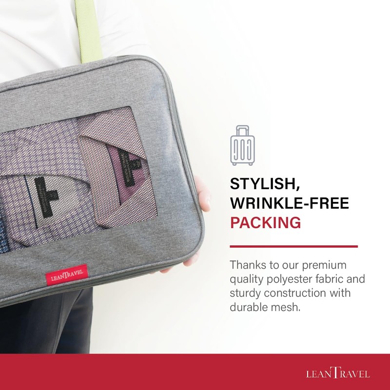 LeanTravel Premium Compression Packing Cubes for Travel - Suitcase Organizer