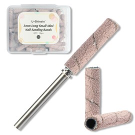 U-Shinein Small Sanding Bands for Nail Drill, 50pcs Super Long Nail Drill Bits Sanding Bands with 3.1mm Mandrel Bit, 240 Grit Nail File Nail Drill Sanding Bands for Acrylic and Gel Nails, Pink