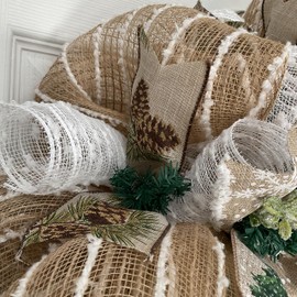 Winter or Holiday Wreath Where Tree Tops Glisten Winter Wreath with Iced Greenery Handmade Deco Mesh. Available in 24 inch or 28 inch diameters