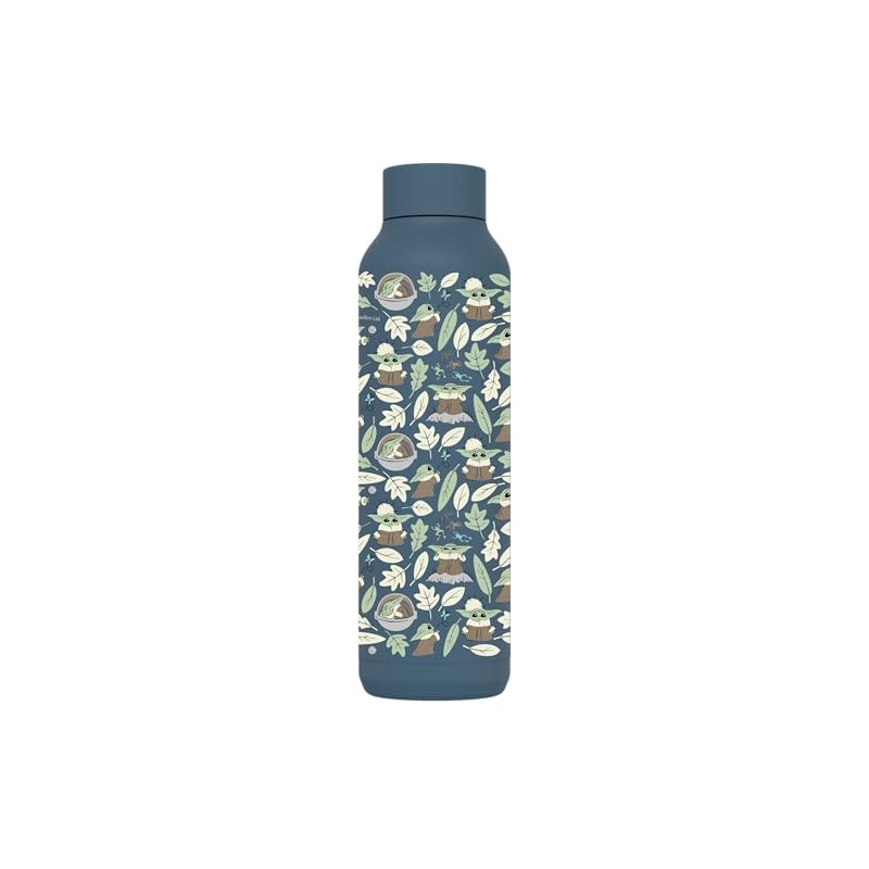 Quokka The Mandalorian Grogu Leaves Stainless Steel Thermos Flask, Blue,