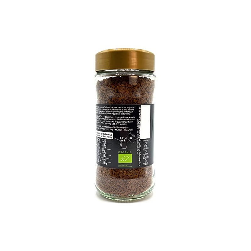 Morettino Intenso Sicilian Organic Instant Coffee, Arabica, Italian Roasted from