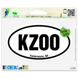 KZOO Kalamazoo MI Michigan Oval Vinyl Car Bumper Window Sticker 3" x 2"