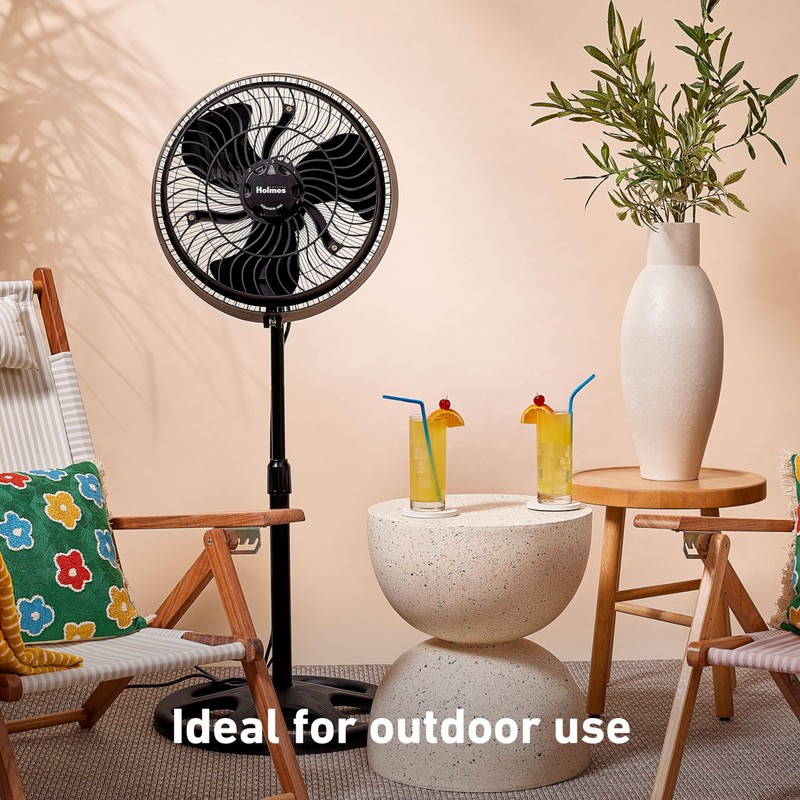 HOLMES 16" Outdoor Misting Stand Fan, Hose Connection, 3 Speeds,