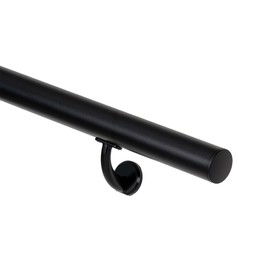 11FT Modern Aluminum Handrail Set, handrails for Indoor Stairs,Deck,Slope, wall Mounted Staircase handrails, Zink Alloy Brackets Included,Rust Free. (Matte Black, 11 FT)