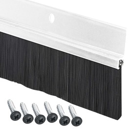 Brush Seal Made of Aluminium, Door Seal with Brush for Doors, Double Attachment by Gluing and Screws, Length Can Be Spliced (White)