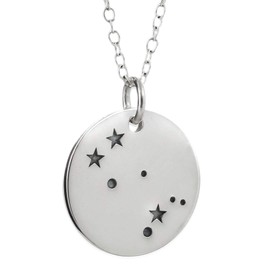 FashionJunkie4Life 925 Sterling Silver Zodiac Constellation Circle Charm Pendant Necklace, Sterling Silver