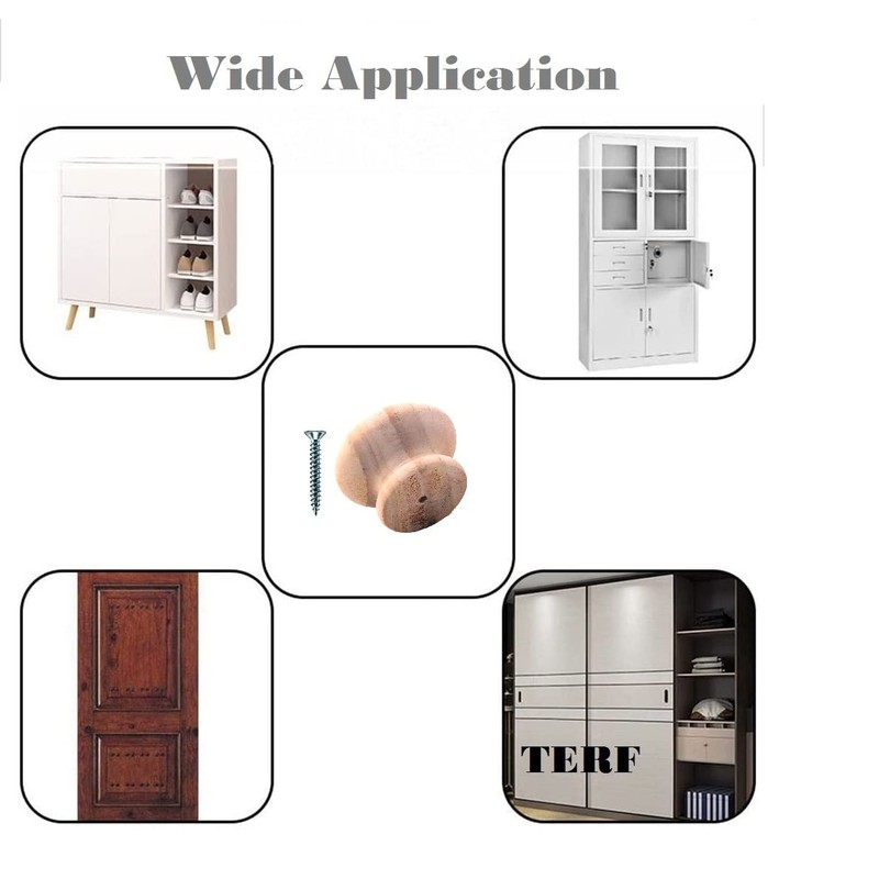 TERF® Traditional Unlacquered Pine Wooden Cupboard Cabinet Door Knob 50mm