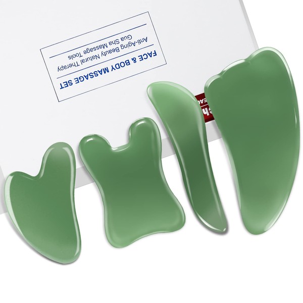 Rena Chris Guasha Massage Tool, 4 Pcs Gua Sha Facial