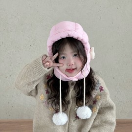 Children's Winter Padded Balaclava Hat - Warm Fleece, Windproof with Ear Flaps & Neck Cover LF3594 Free Size / 1-5 Years Old Dark Khaki 3ea