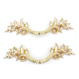 Joyhey 2 Pcs Gold European Style Vintage Handles Pulls with 2 Size Screws for Drawer Furniture Cabinet Door Dresser Cupboard Closet