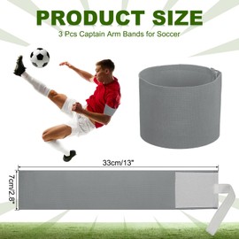 PATIKIL Soccer Captain Armband, 3 Pcs Captain Arm Bands for Soccer Elastic Captain Arm Band Sports Captain Armbands for Youth Adult Football Team Training Dark Grey