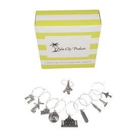 10 Piece World Travel Themed Wine Charm Set
