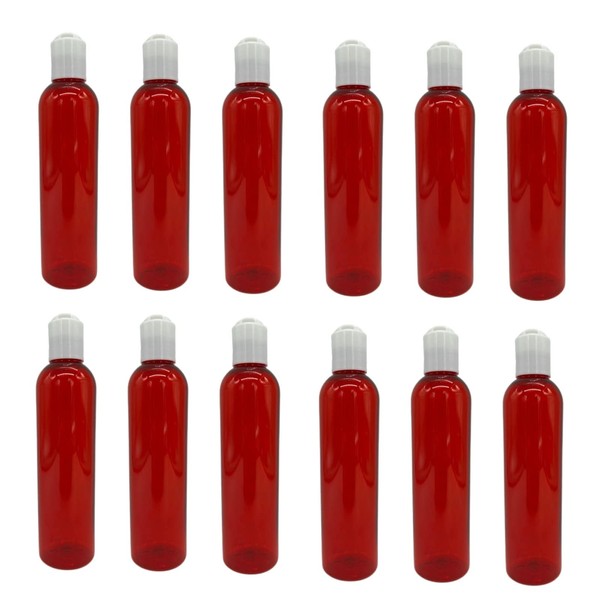 8 oz Red Cosmo Plastic Bottles -12 Pack Empty Bottle