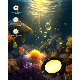 Cheopha Pond Lights for Outdoor Ponds Fountain Lights LED Underwater 12V, with Replaceable 4W MR16 Bulb Warm White, Underwater LED Light Spotlight for Garden, Patio, Pool, Yard, Rockery