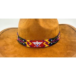Cowboy Western Beaded Hat Band Rodeo Style Handmade 1 inch Wide (H55SB2)