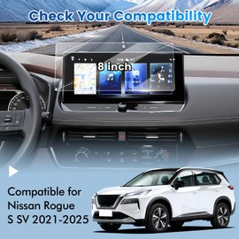 1PC Screen Protector Compatible with 2025 2024 2023 2022 2021 Nissan Rogue S SV Accessories 8-inch, [9H Anti-scratch & No Glare], Tempered Glass Film Touchscreen Protector Foil (NOT for Rogue Sport)