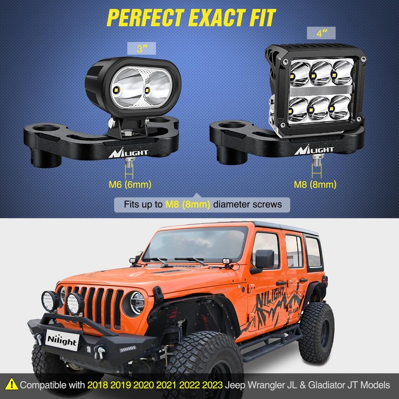 Nilight Light Mounting Bracket Hood Cowl Mount Brackets for Front