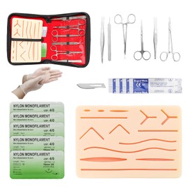 Suture Practice Complete Kit for Medical Students (20 Pieces) Include Reusable Upgraded Suture Pad and Suture Threads& Needle,Supplies for Vet Nursing Students Surgical Stitches Kits for Training