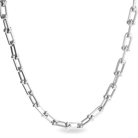 Qroza Women's Hardware U Chain, Anchor Chain, Graduated Necklace, Chain, Choker, Popular, Surgical Stainless Steel, Simple, Thick, Storage Pouch, Accessory Wipe, U-Shaped