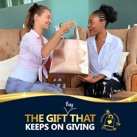 Nush Nush Set of 60 Rose Gold Gift Bags in Bulk - Shiny Rose Gold Reusable Gift Bags Large Size - For Small Business Use As Goodie Bags, Birthday Gift Bags With Handles, Party Favor Bags - 13Wx5Dx11H