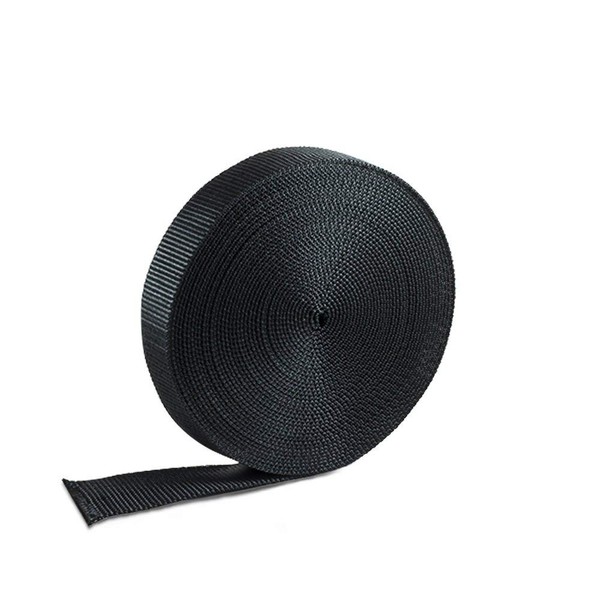 Houseables Nylon Strapping Webbing Material, 1 Inch W x 10 Yard, Black, Heavy Climbing Flat Strap, UV Resistant Fabric, Web for Bags, Backpacks, Belts, Harnesses, Slings, Collars, Tow Ropes