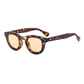 LJCZKA Vintage Round Sunglasses for Women Men Oval Small Circle Fashion 90s Unisex UV400 Protection Glasses (LeopardOrange)