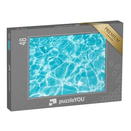 puzzleYOU: Puzzle 48 Piece "Splash Water in Swimming Pool with Sun Reflection" - Water Jigsaw Puzzle Collection
