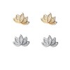 QYHH045 Women's Earrings, Flower, Lotus, Cute, Small, Stud Earrings, Gold,