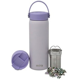 MIRA - Infusor de té térmico de 18 onzas, botella de viaje de acero inoxidable con colador extraíble para té de hojas sueltas, con aislamiento en frío y caliente, color jaspeado