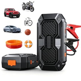 Arrancador de Batería de Coche, 12V Arrancador de Bateria de Auto Portátil, Cargador de Batería de Auto para Motores de Gasolina de 6,0L y Motores Diésel de 4,0L, Jump Starter Para Automóvil Moto etc