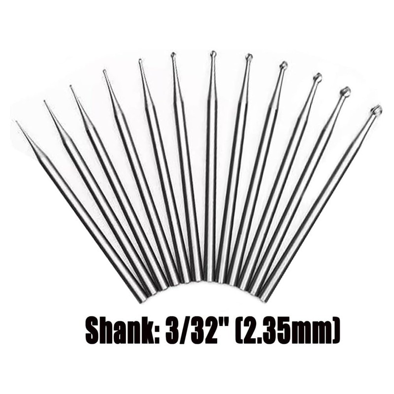 12Pcs Round Shape Burr Set - 3/32Inch Shank Jewelry Making
