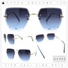 Womens Rimless Oversized Rectangle Designer Fashion Metal Rim Sunglasses Gold
