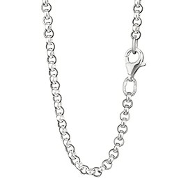 NKlaus Pea Chain (38 cm - 80 cm) 925 Sterling Silver Round Necklace Carabiner 2.7 mm Wide, Sterling Silver, No Gemstone