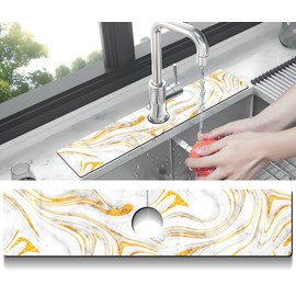 Kitchen Sink Splash Guard Faucet Mat -1 PC Super Absorbent Fast Drying Mat Sink Gadgets-Splash Guard Behind Faucet Drip Catcher for Kitchen, Bathroom,Sink Mat, Dish Drying Mat, Bathroom(23.5" X 5.5" )