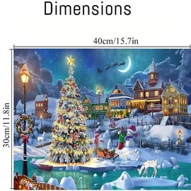 Christmas Scenes Paint by Numbers for Adults, Christmas Tree and Moon DIY Paint by Numbers for Beginner, Acrylic Watercolor Painting by Numbers Perfect for Gift Decor 12X16 Inch