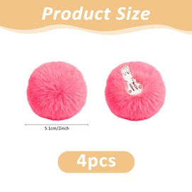 DICOSMETIC 4Pcs Pom Pom Shoe Clip Hot Pink Detachable Shoe Clip 5.1cm Fluffy Shoes Buckle Artificial Wool Ball Shoes Decoration for Women Boots Hat Flats Clothing Handbag