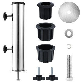 LUTER Umbrella Pole Mount Stand Parts Set, Adjustable Stainless Steel Umbrella Stand Tube PVC Umbrella Base Pipe Sleeve Umbrella Stand Parts Replacement for Outside Garden Backyard