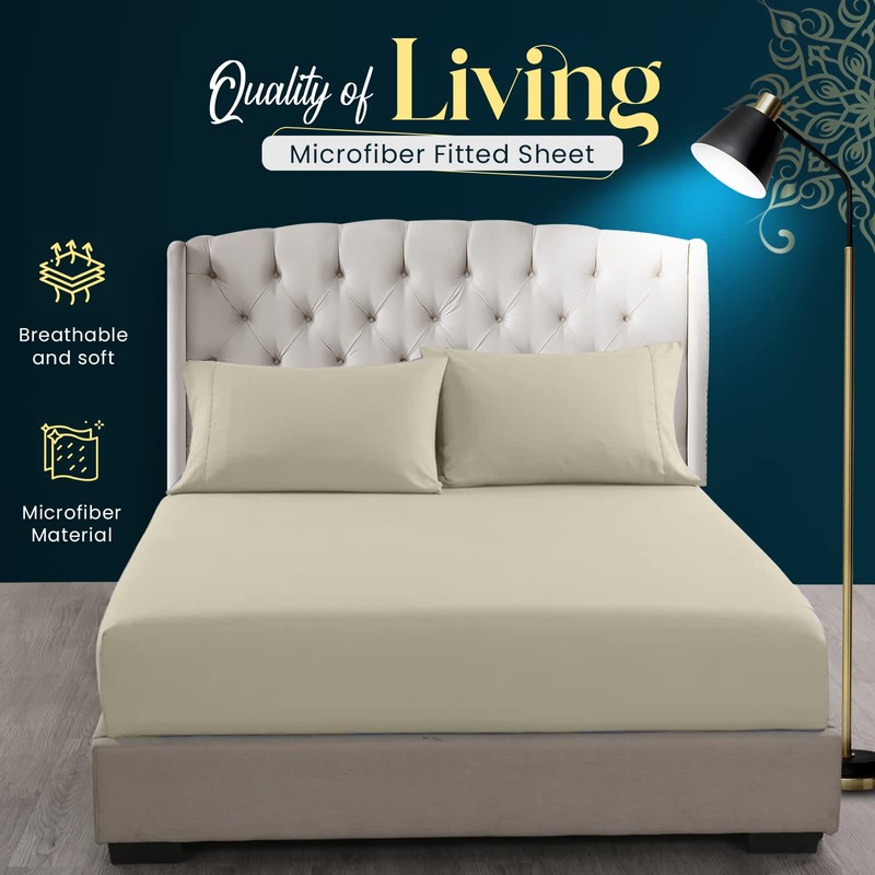 Sunshine Comforts Microfiber Fitted Sheets Super King Size Breathable, Anti