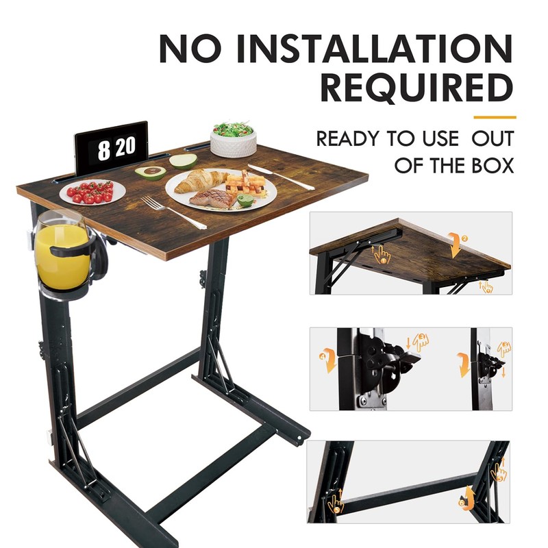 YIBOLIN'S Folding TV Tray Table, Heavy Duty Sturdy C-Shaped End