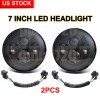 Unbranded Pair 7" Round LED Headlights Hi/Lo Beam For Jeep Wrangler JK LJ TJ CJ /For Dodge