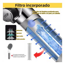 Regadera Mano Alta Presión Con Cabezal De Teléfono Y 8 Modos Acabado Orilwayo Color Blanco