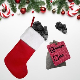 Lump of Coal Christmas Stocking Stuffer – Approximately 3.5 oz Real Coal in Burlap Bag – Gag Gift with Snowflake Crystal Growing Experiment – STEM Learning Experiment for All - Bag of Coal Gag Gift