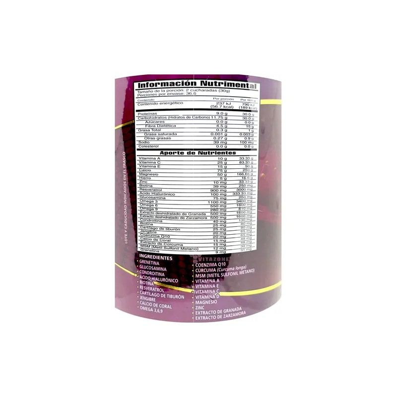 Grenetina Hidrolizada Biotina Glucosamina Zarzamora 1.1 Kg