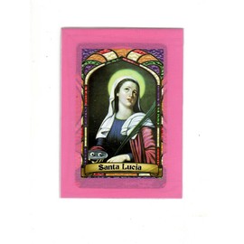 Santa Lucia * St. Lucy * Bilingual Prayer Card With Vinyl MAGNETIC Sleeve * Estampa Religiosa Bilingue Con Funda De Vinilo.
