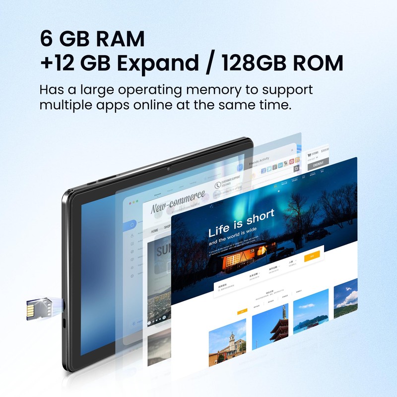 Keoaxll Android 15 Tablet, 10.1 Inch 18GB RAM 128GB ROM,